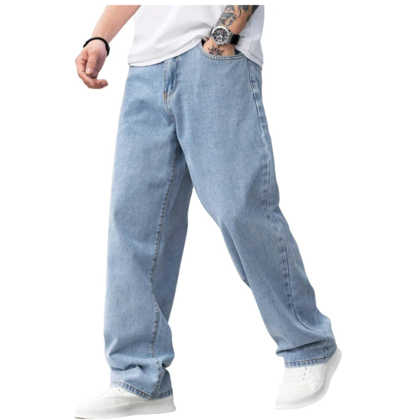 Men Loose Fit Mid Rise Light Blue Jeans