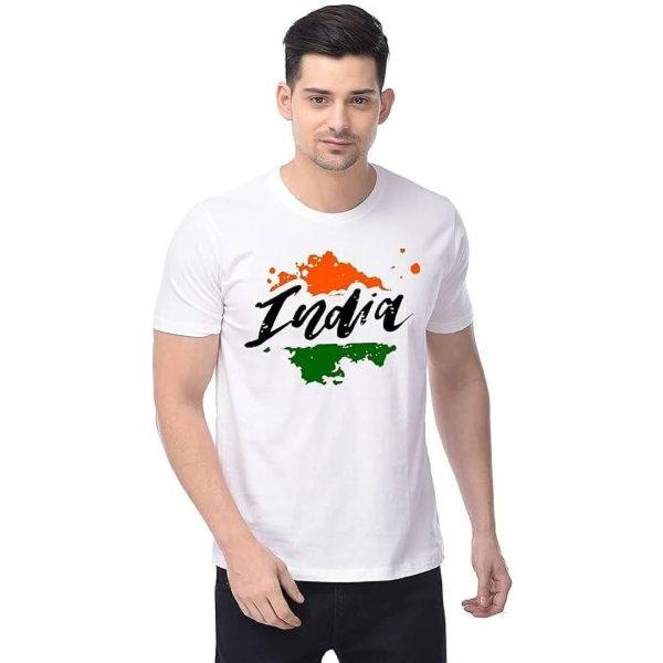 Men Graphic Print Round Neck Polycotton White T-Shirt