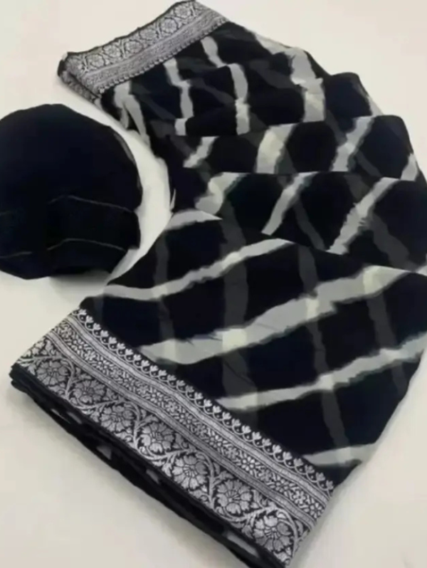 Striped Bollywood Georgette Saree (Black)