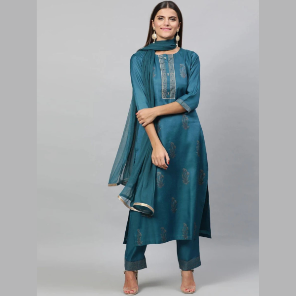 Self Design Kurta, Trouser/Pant & Dupatta Set